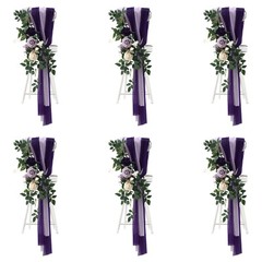 Bohemia Wedding Chair Decorations 6Pcs Purple Beige Green Floral Arrangement