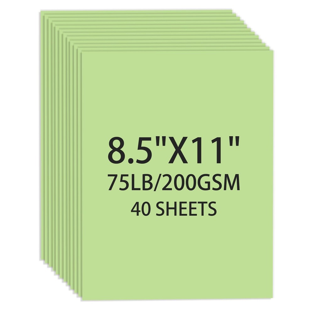 Cardstock 8.5 X 11, 40 Sheets Light Green Card Stock, 75lb/ 200gsm Pale Green…
