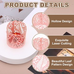 50Pcs Candle Wraps Decorate Tea Light Wrap Leaf Pattern Pink