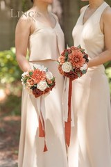 Ling’s Moment Terracotta Bridesmaid Bouquet Set of 4, Burnt Orange Wedding Bo…