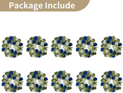 Royal Blue & White Flower Centerpieces – 10 Pcs Artificial Rose Wreaths