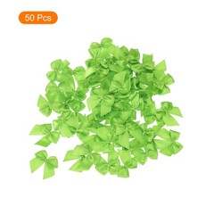 50Pcs Mini Ribbon Bow 1 inch Mini Fabric Satin Ribbon Flower Bows Fruit Green