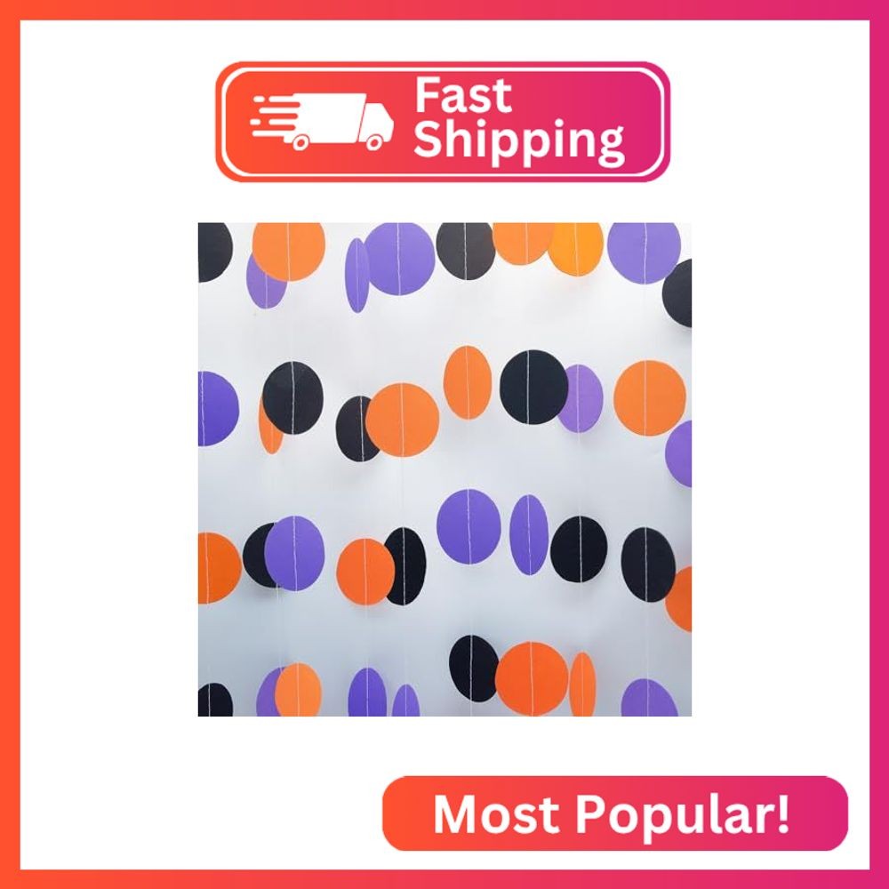 Black-Orange-Purple Halloween Party-Decorations – 52Ft Paper Garland Streamers B