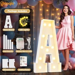 4 FT Marquee Light Up Letters, Cool White and Warm White Giant 4FT Letter A