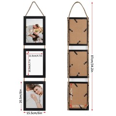 QUTREY 5×7 Collage Picture Frames Black, 6 Openings Vertical Hanging Photo Fr…