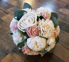 Blush Pink Bridal Bouquet Sola Wood Artificial White Bridesmaid Wedding Flowers