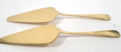 Gold Cake Server 2 PCS Set Stainless Steel Serrated Pie Cutter Server NEW