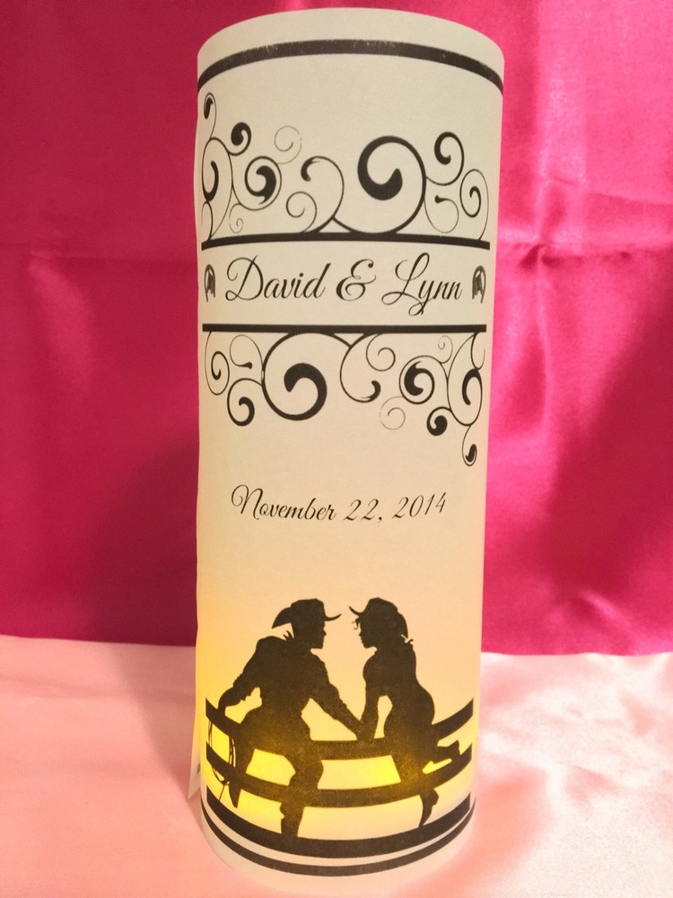 10 Personalized Vellum Country Western Wedding Luminaries Centerpieces Decor