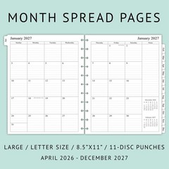 newestor 2026-2027 Monthly Planner Refill for 11-Discbound Notebooks, Jun 202…