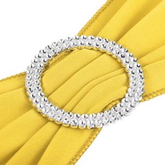 10Pcs 14″x5″ Stretch Chair Sashes Bows Chair Bands Sash with Buckle Yellow