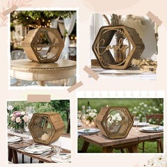 OurWarm Wedding Card Box for Party, Hexagon Brown Boxes