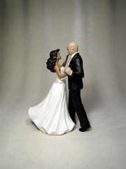 Interracial BALD Hispanic Groom African American Brown Bride 6″ Wedding FD25