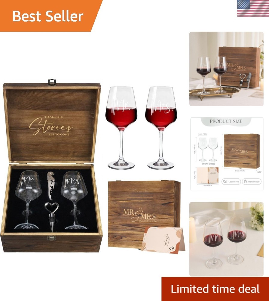 Mr and Mrs Wine Glasses Wedding Gifts for Couples 2026, Engagement Gift for N…