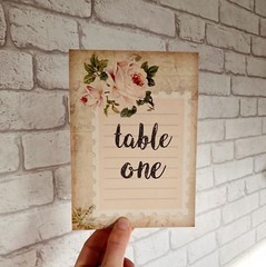 ~VINTAGE STYLE WEDDING TABLE NUMBER CARDS ~ ROSE SHABBY CHIC STAMP POSTCARD