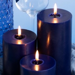 KONNI Navy Blue Pillar Candles Set of 3, 3″x 6″ Unscented 3 x 6in,