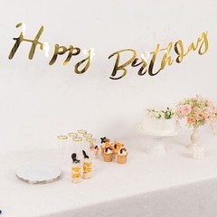 10 feet Gold Metallic Happy Birthday Paper Hanging Party GARLAND Events Supplies