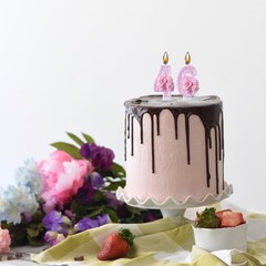 46th 64th Birthday Candles, Pink 64 46 Year Old Number Birthday Candles, Happ…