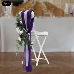 Bohemia Wedding Chair Decorations 6Pcs Purple Beige Green Floral Arrangement