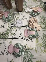 Bridesmaid Gift Set Tumblers Makeup Bags Scrunchies Bride Cup Wedding Party