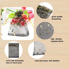 100 Pack 3.5 x 4.7 Inch Moon Star Organza Jewelry Gift Pouch Candies Bag