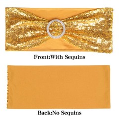 50Pcs Stretch Sequin Chair Sashes One-Sided Glitter Spandex Chair Bands w/Buckle