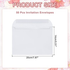 PATIKIL 7.5×5.5 Inch Invitation Envelopes, 50 Pcs 7.87×5.51 inches, White