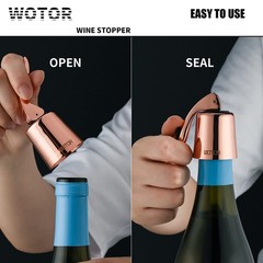 WOTOR Stainless Steel Wine Bottle Stoppers with Silicone – 2 Pack, Rosegold-2
