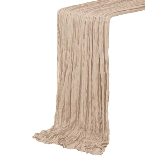 Beige Cheesecloth Table Runner 10 Ft 1 Pcs Gauze Table Runner 120″ x 35″