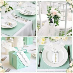 Mirror Silver Acrylic Place Cards Ribbon Wedding Name DIY Blank Tags 20 PCS