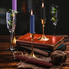 16PCS 9″ Hand-Rolled Beeswax Taper Candles, Real Pure 9 inch, Multicolor