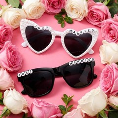 Just Married Sunglasses Bride & Groom Wedding Decorations Set Party Favors