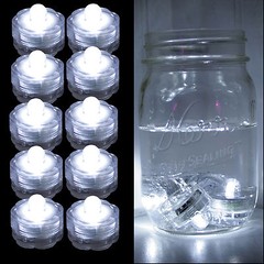 10 Pack~White~Submersible Waterproof Underwater Battery LED Tea Light~Wedding