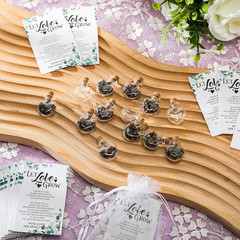 300 Pcs Wedding Favors Set with Glass Bottles, Thank You Cards, Bags