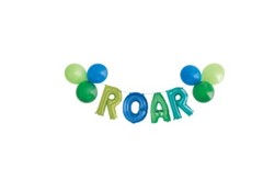 «Roar» Foil Letter  Banner  with latex Balloons kit Green, Blue and teal – new 