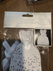 Wedding Engagement Favor Boxes Bridal Dress Silver & White 7 Packs of 10 NIB
