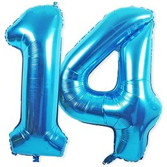 14 Balloon Number, 40 Inch Blue Foil Balloons Giant Jumbo Helium Blue Number 14