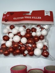 Lot of 12- Glitter Tulle 6X3 Yards Fuchsia. Glitter Foam Hearts Lip Love & More