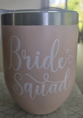 Bride Squad 12oz Wine Tumbler W/Lid Pink Insulated Stainless Bachelorette Gift