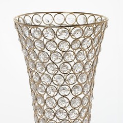 24″ Gold Crystal Beaded Trumpet Vase Centerpieces Set of 2 Wedding Decor, New