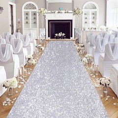 Wedding Aisle Runner: 4FT×15FT Sequin Fabric – Silver Sparkly Carpet Runner