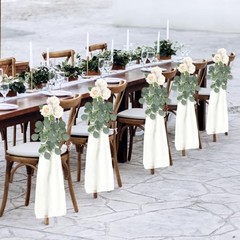 24 Set Wedding Aisle Chair Decorations for Wedding Ceremony Round Eucalyptus