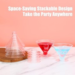 100 Pcs Plastic Martini Glasses – Disposable 5oz Clear Cocktail Glasses