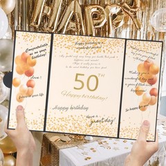 50th Birthday Guest Book and Party Decorations Set, 12×18 inch Sign-in Signat…