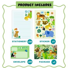 Master Lined Paper Set for Kids – Safari Animal Stationary with Multicolor