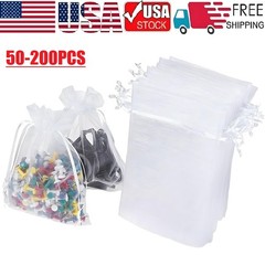 200× Sheer Organza Gift Packing Pouches Wedding Favors Party Candy Jewelry Bags