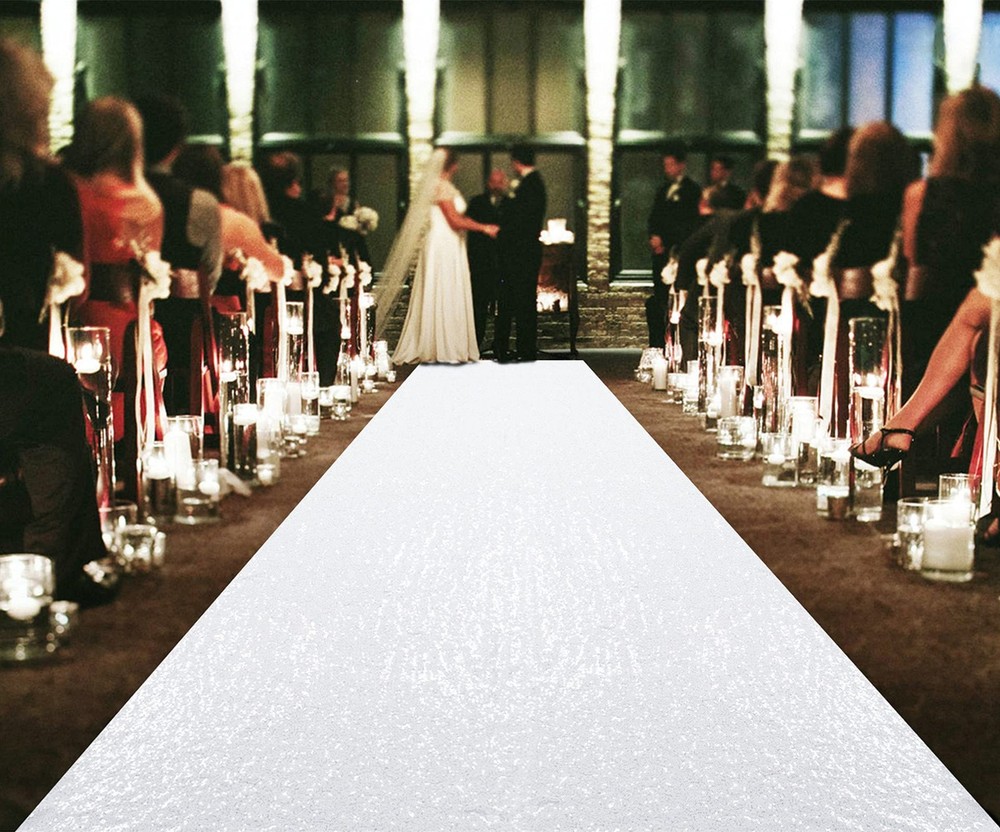 ShiDianYi Sequin Aisle Floor Runner – 4Ft x 20Ft White Wedding Aisle Runner