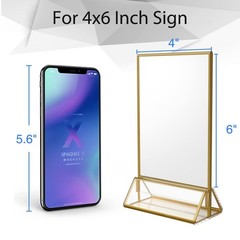 12Pack 4 x 6 Clear Acrylic Wedding Table Number Holder Stands with Gold Borde…