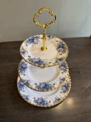Royal Albert Moonlight Roses 3- Tier Cake Dessert Stand England