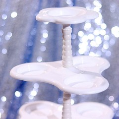 18″ WHITE 5 Tier Plastic Dessert Stand Scalloped CUPCAKE HOLDER Party Supplies
