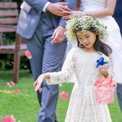 2 Pieces Flower Girl Basket for Wedding Small White Basket with Handle for Weddi